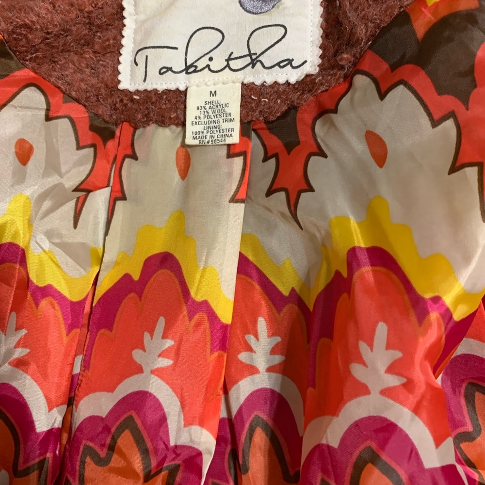 Tabitha Wool Swing Coat In Rust Color With Burgun… - image 4